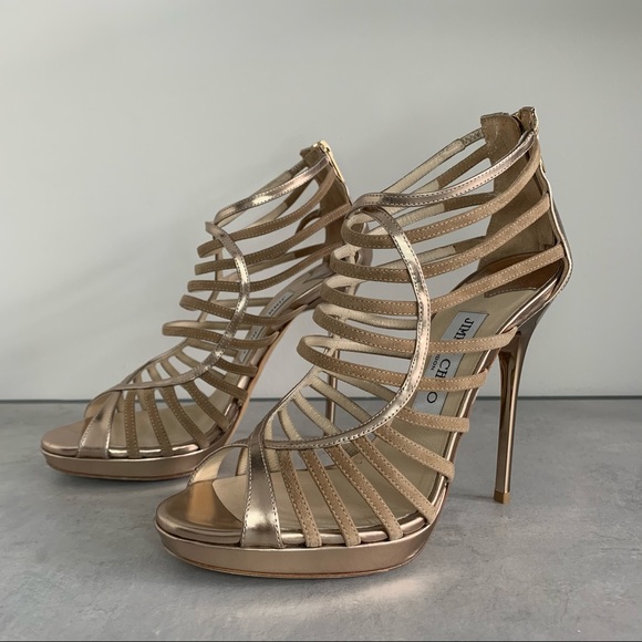 Jimmy Choo, Virginia Gold Metallic Heel - Picture 5 of 15